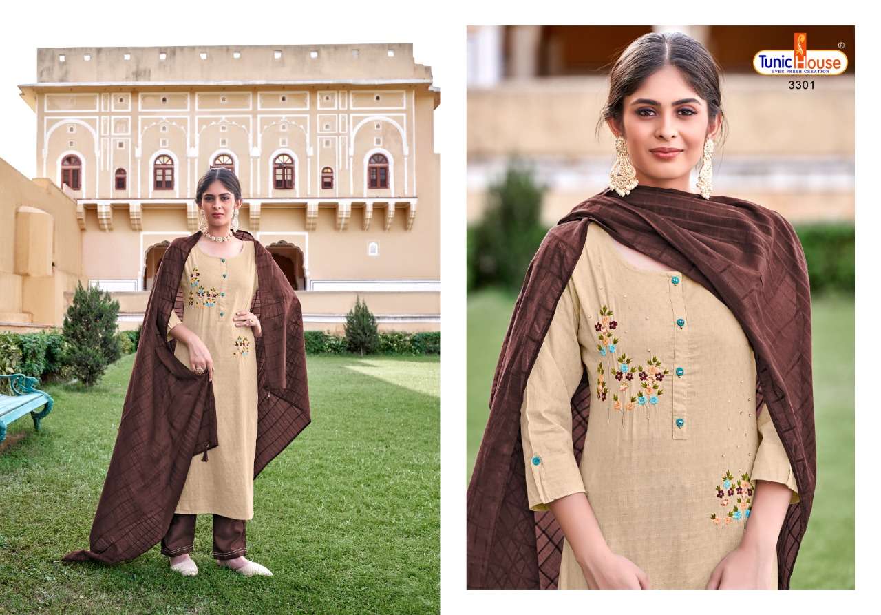 ROOH BY TUNIC HOUSE 3301 TO 3304 SERIES BEAUTIFUL SUITS COLORFUL STYLISH FANCY CASUAL WEAR & ETHNIC WEAR COTTON JACQUARD EMBROIDERED DRESSES AT WHOLESALE PRICE