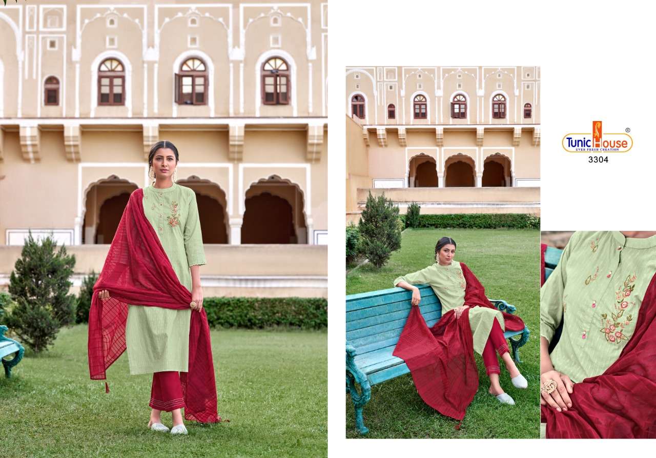 ROOH BY TUNIC HOUSE 3301 TO 3304 SERIES BEAUTIFUL SUITS COLORFUL STYLISH FANCY CASUAL WEAR & ETHNIC WEAR COTTON JACQUARD EMBROIDERED DRESSES AT WHOLESALE PRICE