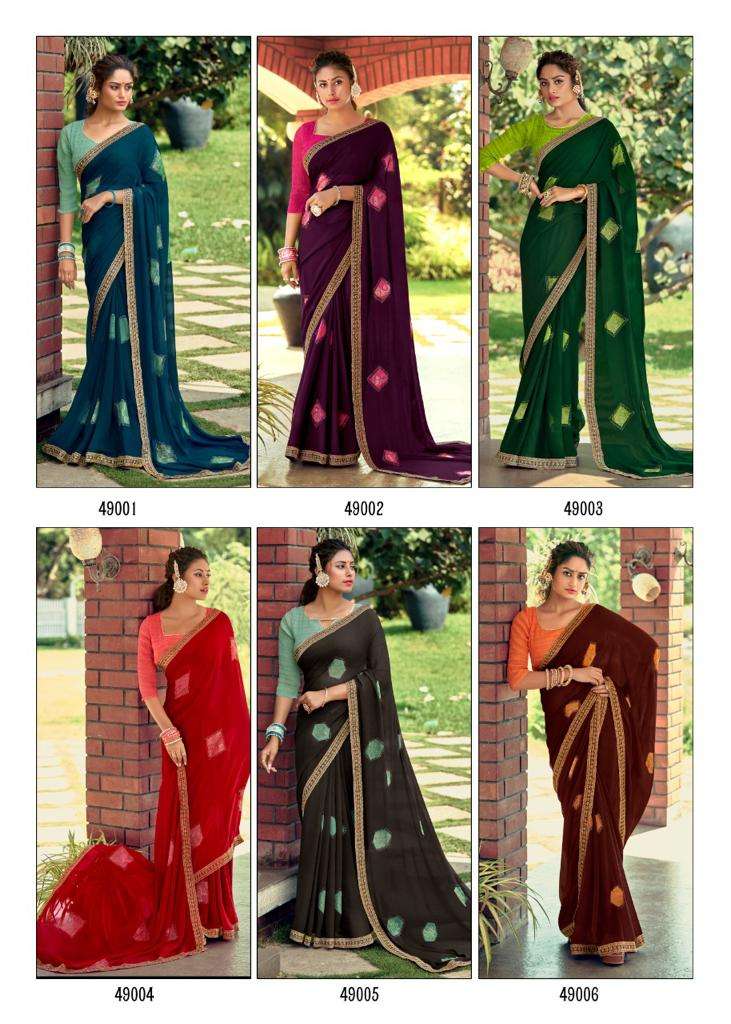 SUHANI BY KASHVI CREATION 49001 TO 49010 SERIES INDIAN TRADITIONAL WEAR COLLECTION BEAUTIFUL STYLISH FANCY COLORFUL PARTY WEAR & OCCASIONAL WEAR GEORGETTE SAREES AT WHOLESALE PRICE