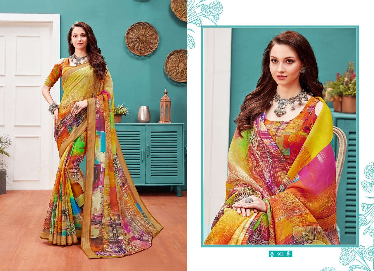 AMAIRA BY STYLEWELL 911 TO 919 SERIES INDIAN TRADITIONAL WEAR COLLECTION BEAUTIFUL STYLISH FANCY COLORFUL PARTY WEAR & OCCASIONAL WEAR LINEN SAREES AT WHOLESALE PRICE