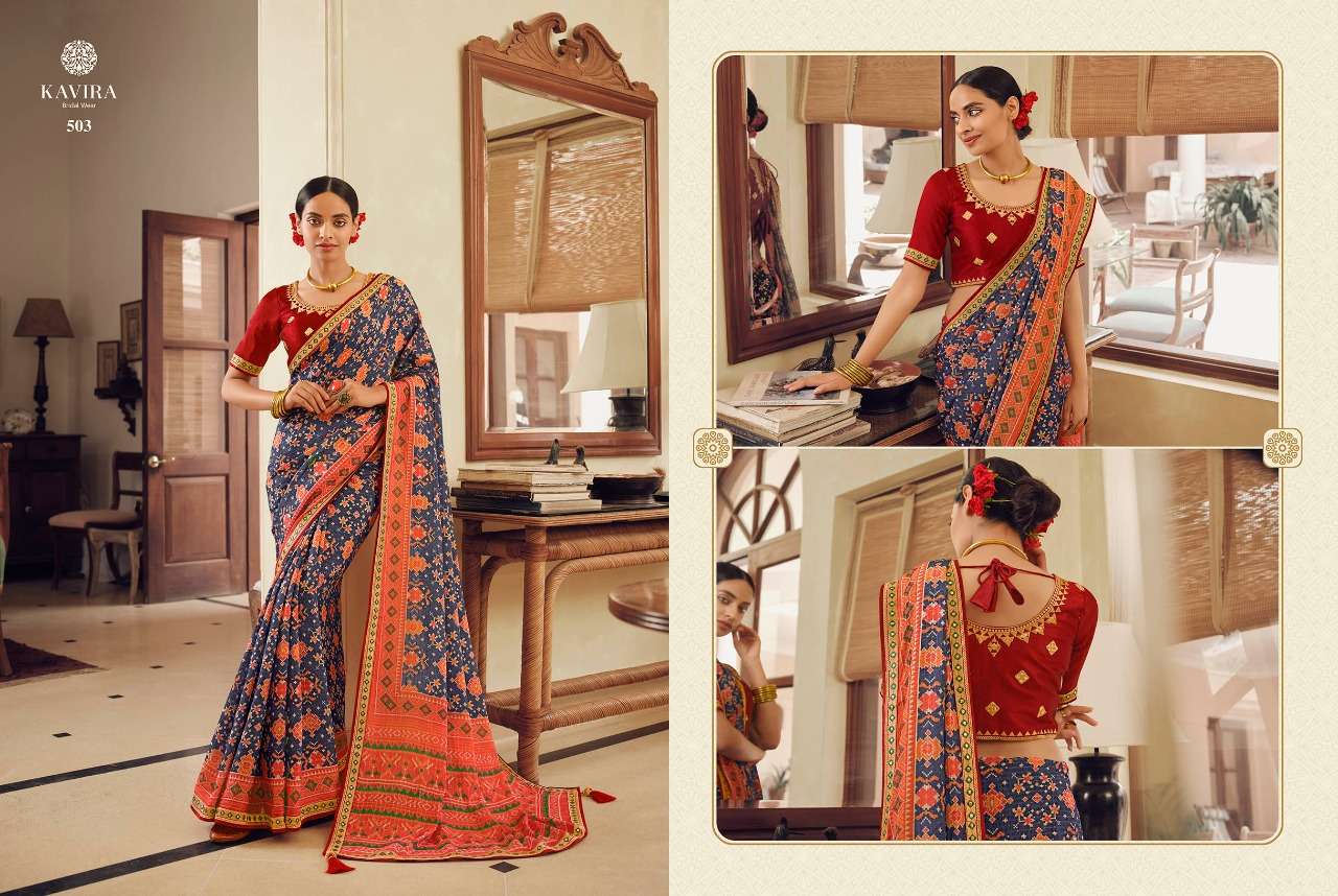 Sayonee By Kavira 501 To 509 Series Indian Traditional Wear Collection Beautiful Stylish Fancy Colorful Party Wear & Occasional Wear Patola Silk Sarees At Wholesale Price