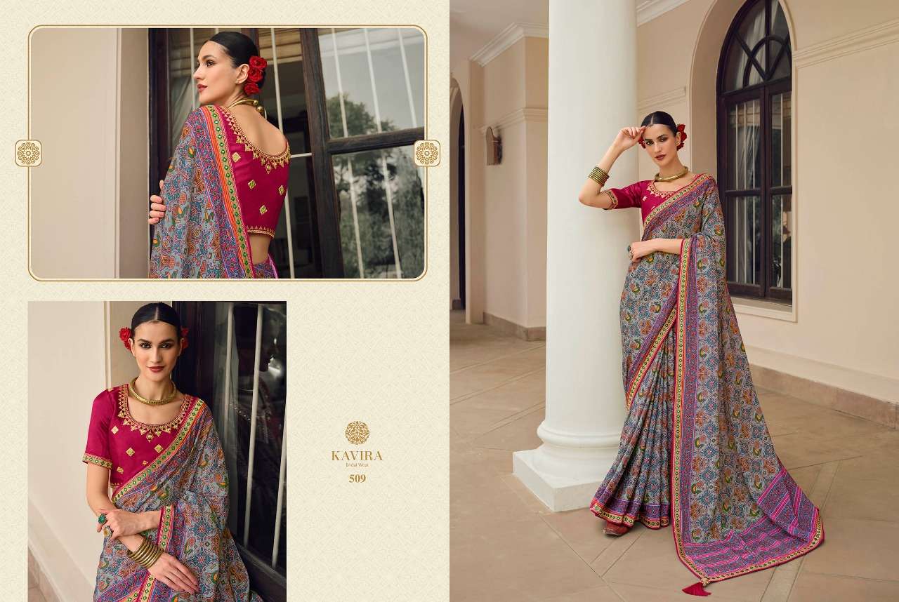 Sayonee By Kavira 501 To 509 Series Indian Traditional Wear Collection Beautiful Stylish Fancy Colorful Party Wear & Occasional Wear Patola Silk Sarees At Wholesale Price