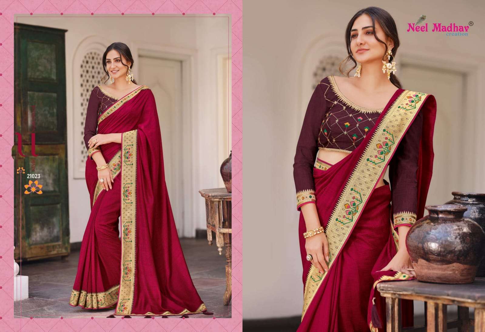 MIRISHA VOL-2 BY NEEL MADHAV 21016 TO 21026 SERIES INDIAN TRADITIONAL WEAR COLLECTION BEAUTIFUL STYLISH FANCY COLORFUL PARTY WEAR & OCCASIONAL WEAR SATIN GEORGETTE SAREES AT WHOLESALE PRICE