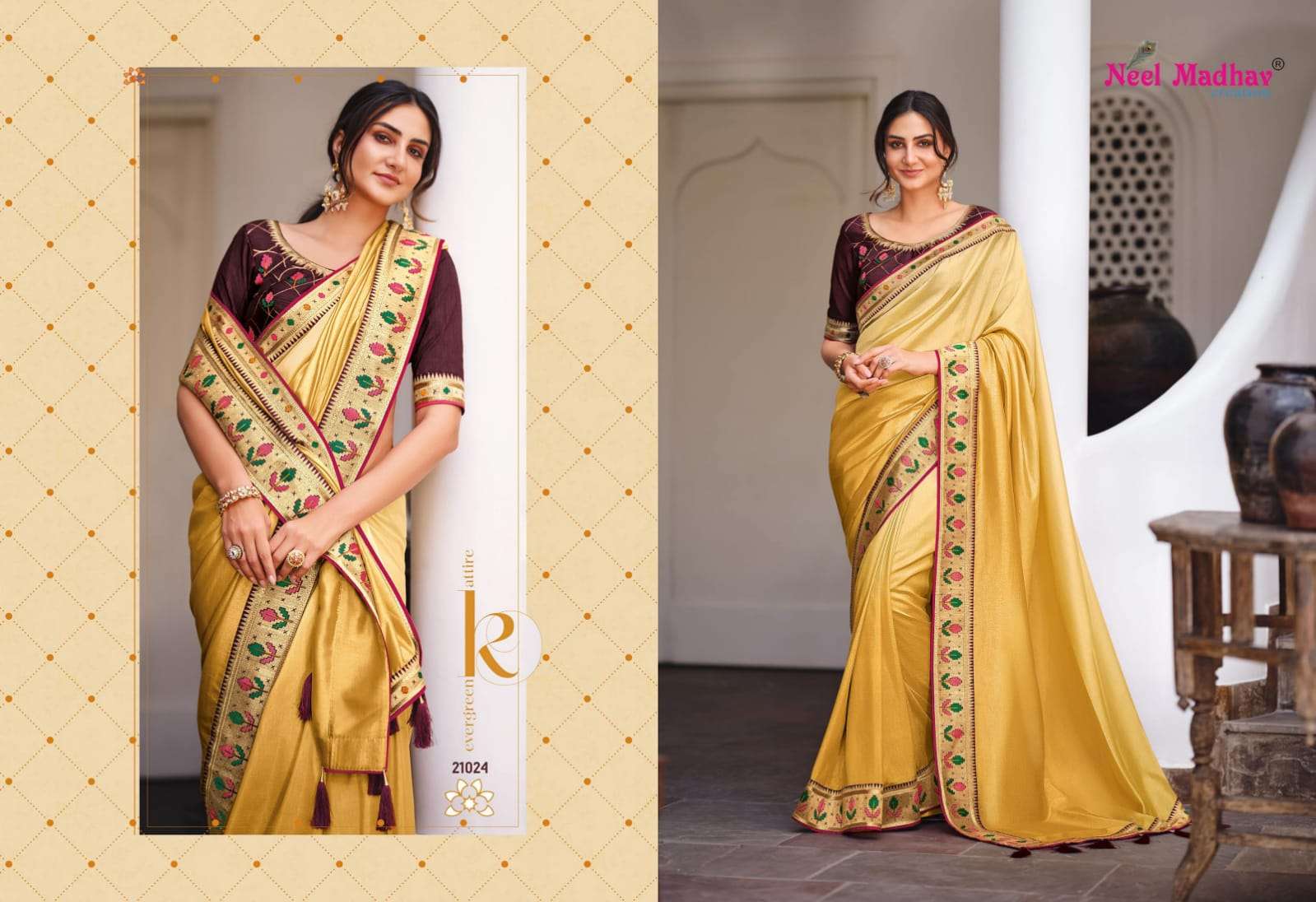 MIRISHA VOL-2 BY NEEL MADHAV 21016 TO 21026 SERIES INDIAN TRADITIONAL WEAR COLLECTION BEAUTIFUL STYLISH FANCY COLORFUL PARTY WEAR & OCCASIONAL WEAR SATIN GEORGETTE SAREES AT WHOLESALE PRICE