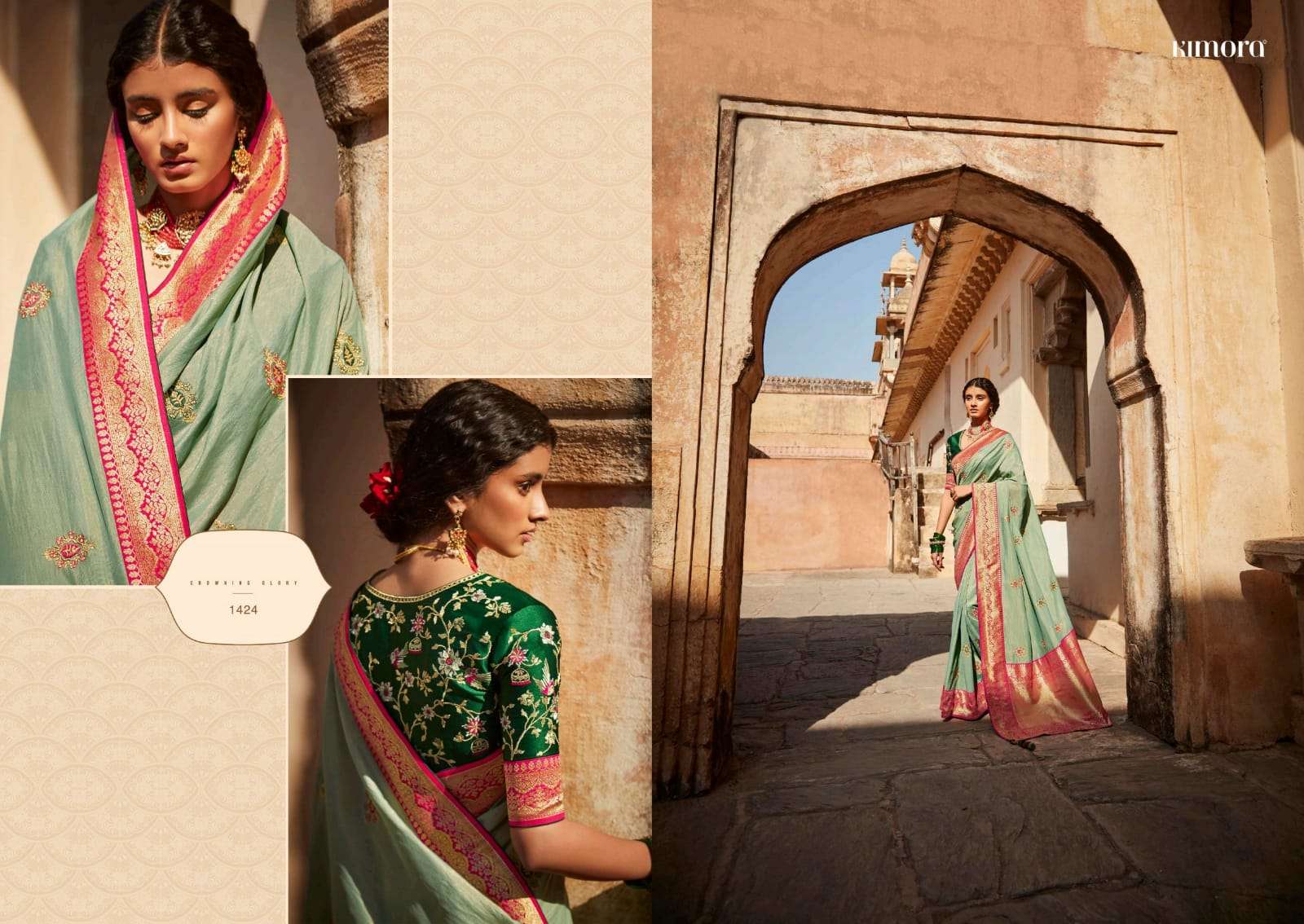 SUNEHRI VOL-17 BY KIMORA FASHION 1421 TO 1435 SERIES INDIAN TRADITIONAL WEAR COLLECTION BEAUTIFUL STYLISH FANCY COLORFUL PARTY WEAR & OCCASIONAL WEAR SILK SAREES AT WHOLESALE PRICE