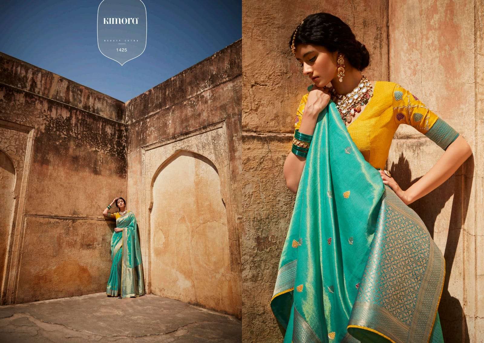SUNEHRI VOL-17 BY KIMORA FASHION 1421 TO 1435 SERIES INDIAN TRADITIONAL WEAR COLLECTION BEAUTIFUL STYLISH FANCY COLORFUL PARTY WEAR & OCCASIONAL WEAR SILK SAREES AT WHOLESALE PRICE