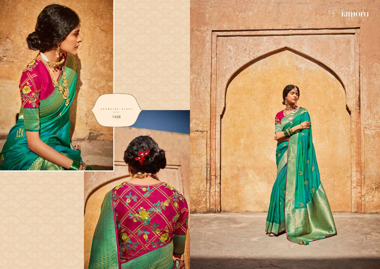 SUNEHRI VOL-17 BY KIMORA FASHION 1421 TO 1435 SERIES INDIAN TRADITIONAL WEAR COLLECTION BEAUTIFUL STYLISH FANCY COLORFUL PARTY WEAR & OCCASIONAL WEAR SILK SAREES AT WHOLESALE PRICE