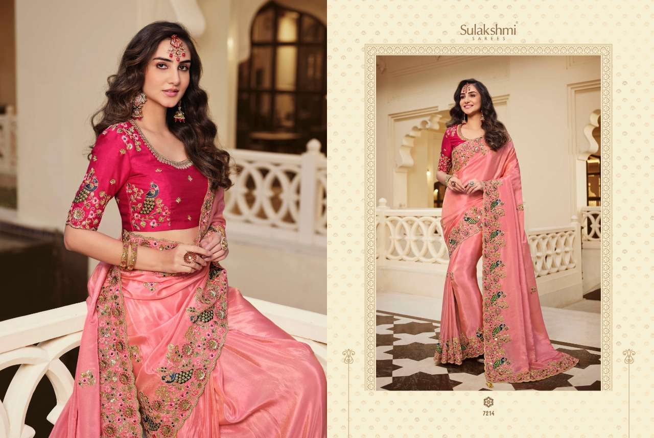 SHRIVALLI BY SULAKSHMI 7201 TO 7214 SERIES INDIAN TRADITIONAL WEAR COLLECTION BEAUTIFUL STYLISH FANCY COLORFUL PARTY WEAR & OCCASIONAL WEAR FANCY SAREES AT WHOLESALE PRICE