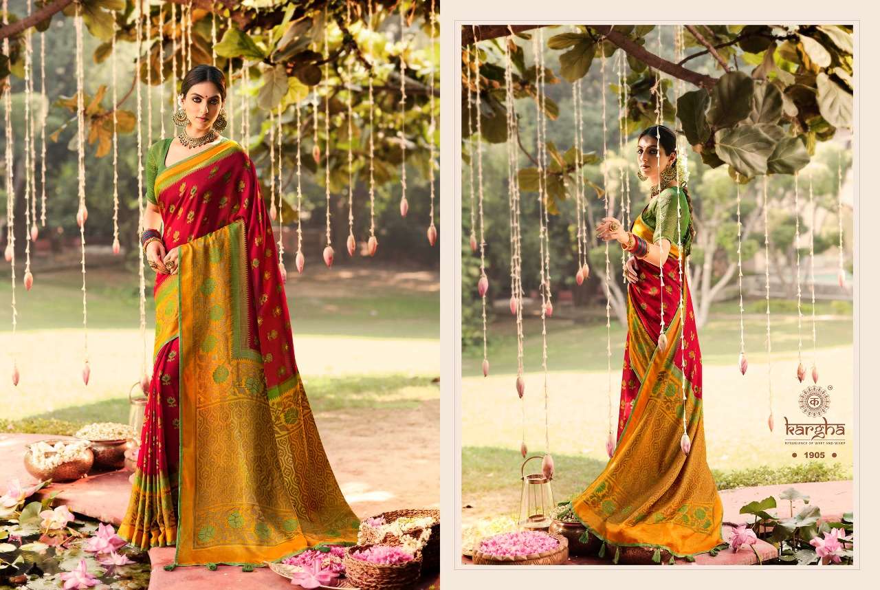KARGHA VOL-1 BY KARGHA 1901 TO 1914 SERIES INDIAN TRADITIONAL WEAR COLLECTION BEAUTIFUL STYLISH FANCY COLORFUL PARTY WEAR & OCCASIONAL WEAR BRASSO SILK SAREES AT WHOLESALE PRICE