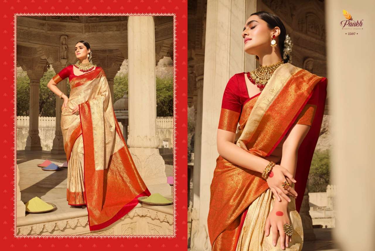 Sakshi By Pankh 2501 To 2513 Series Indian Traditional Wear Collection Beautiful Stylish Fancy Colorful Party Wear & Occasional Wear Satin Silk Sarees At Wholesale Price