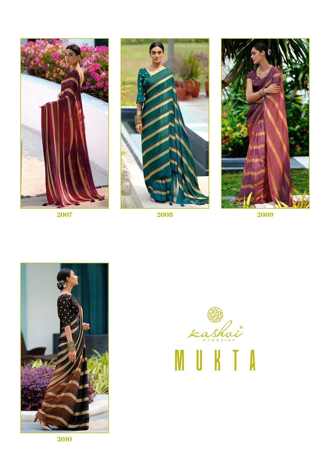 MUKTA BY KASHVI CREATION 2001 TO 2010 SERIES INDIAN TRADITIONAL WEAR COLLECTION BEAUTIFUL STYLISH FANCY COLORFUL PARTY WEAR & OCCASIONAL WEAR VISCOSE CREPE SAREES AT WHOLESALE PRICE