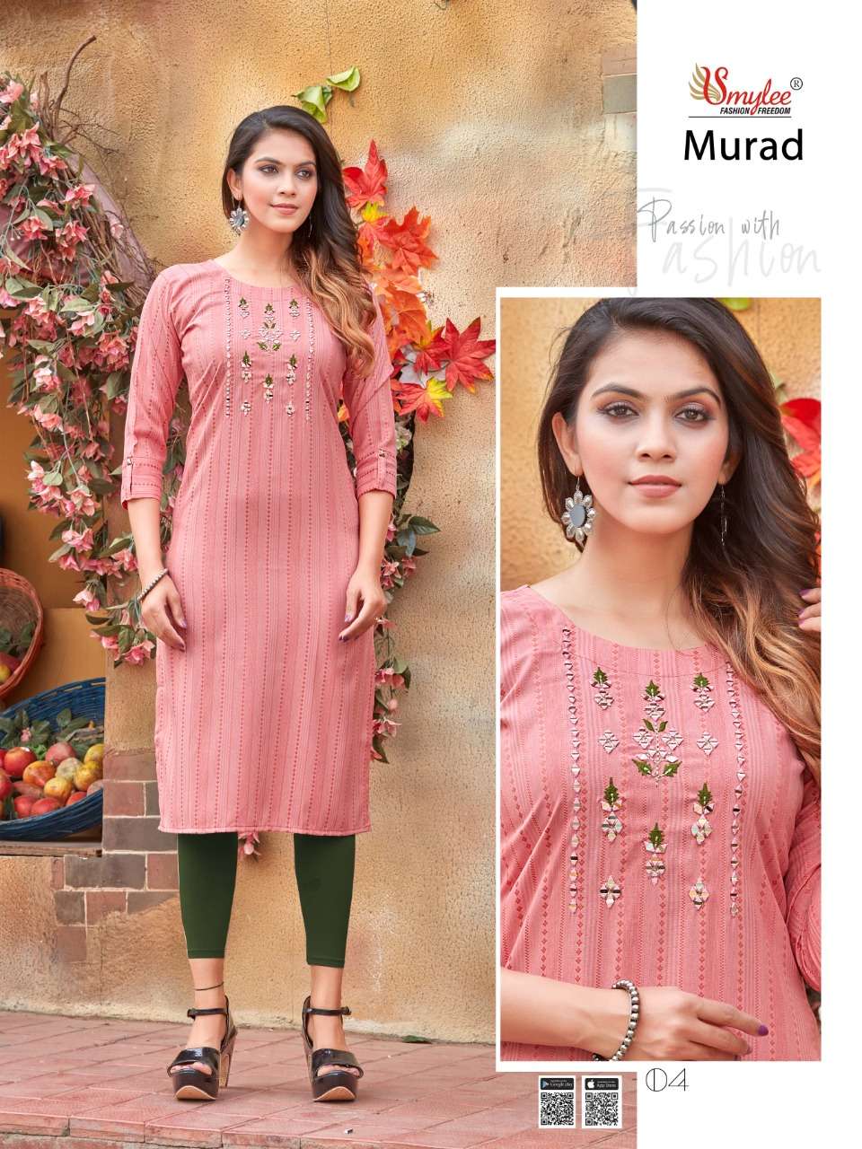 MURAD BY SMYLEE 01 TO 08 SERIES DESIGNER STYLISH FANCY COLORFUL BEAUTIFUL PARTY WEAR & ETHNIC WEAR COLLECTION RAYON KURTIS AT WHOLESALE PRICE
