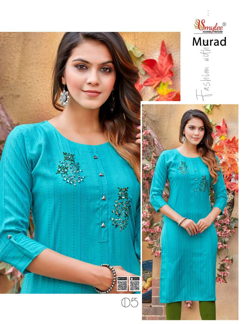 MURAD BY SMYLEE 01 TO 08 SERIES DESIGNER STYLISH FANCY COLORFUL BEAUTIFUL PARTY WEAR & ETHNIC WEAR COLLECTION RAYON KURTIS AT WHOLESALE PRICE