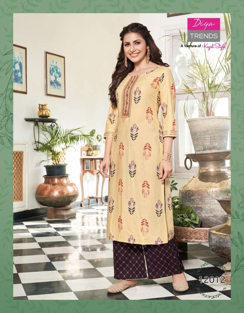 BIBA VOL-12 BY DIYA TRENDS 12001 TO 12014 SERIES BEAUTIFUL COLORFUL STYLISH FANCY CASUAL WEAR & ETHNIC WEAR & READY TO WEAR RAYON PRINT KURTIS WITH BOTTOM AT WHOLESALE PRICE