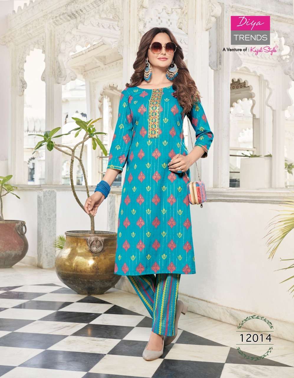 BIBA VOL-12 BY DIYA TRENDS 12001 TO 12014 SERIES BEAUTIFUL COLORFUL STYLISH FANCY CASUAL WEAR & ETHNIC WEAR & READY TO WEAR RAYON PRINT KURTIS WITH BOTTOM AT WHOLESALE PRICE