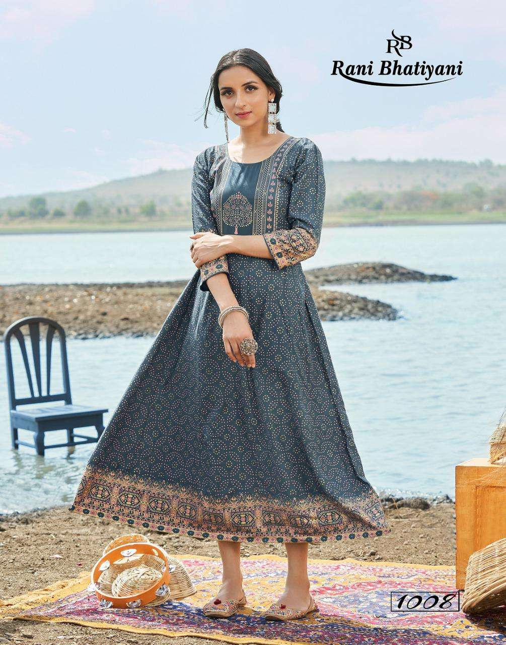 KHUBSOORAT VOL-1 BY RANI BHATIYANI 1001 TO 1008 SERIES DESIGNER STYLISH FANCY COLORFUL BEAUTIFUL PARTY WEAR & ETHNIC WEAR COLLECTION RAYON PRINT KURTIS AT WHOLESALE PRICE