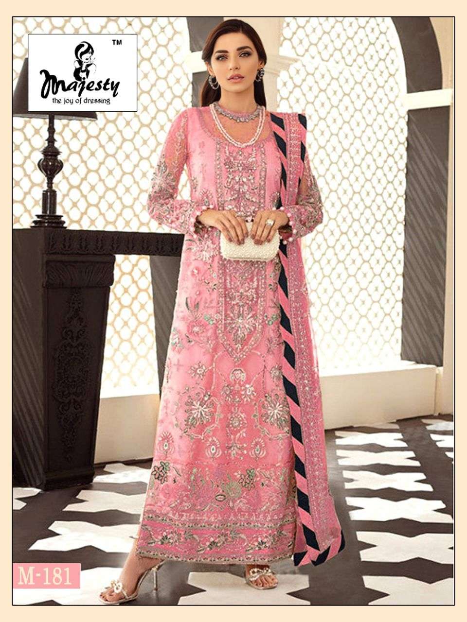 RAMSHA VOL-15 BY MAJESTY PAKISTANI SUITS BEAUTIFUL FANCY COLORFUL STYLISH PARTY WEAR & OCCASIONAL WEAR FAUX GEORGETTE EMBROIDERED DRESSES AT WHOLESALE PRICE