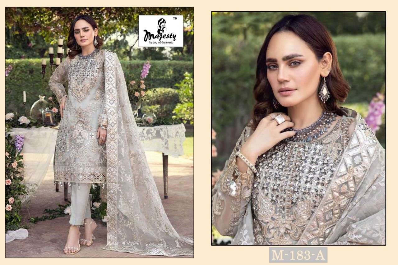 RAMSHA VOL-15 BY MAJESTY PAKISTANI SUITS BEAUTIFUL FANCY COLORFUL STYLISH PARTY WEAR & OCCASIONAL WEAR FAUX GEORGETTE EMBROIDERED DRESSES AT WHOLESALE PRICE