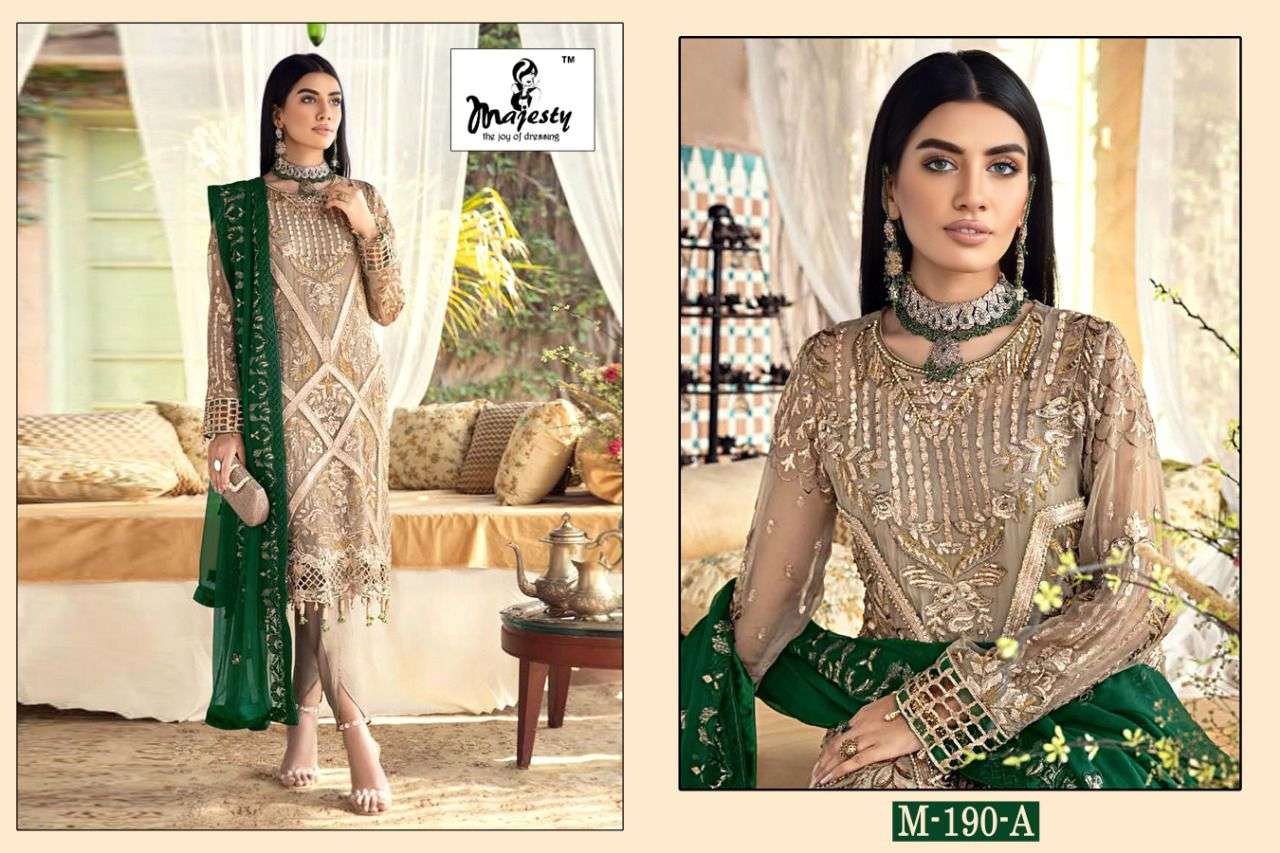 RAMSHA VOL-15 BY MAJESTY PAKISTANI SUITS BEAUTIFUL FANCY COLORFUL STYLISH PARTY WEAR & OCCASIONAL WEAR FAUX GEORGETTE EMBROIDERED DRESSES AT WHOLESALE PRICE
