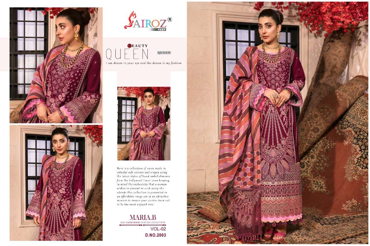 MARIA.B VOL-2 BY SAIROZ FABS 2003 TO 2004 SERIES BEAUTIFUL STYLISH PAKISATNI SUITS FANCY COLORFUL CASUAL WEAR & ETHNIC WEAR & READY TO WEAR PURE COTTON WITH EMBROIDERY DRESSES AT WHOLESALE PRICE