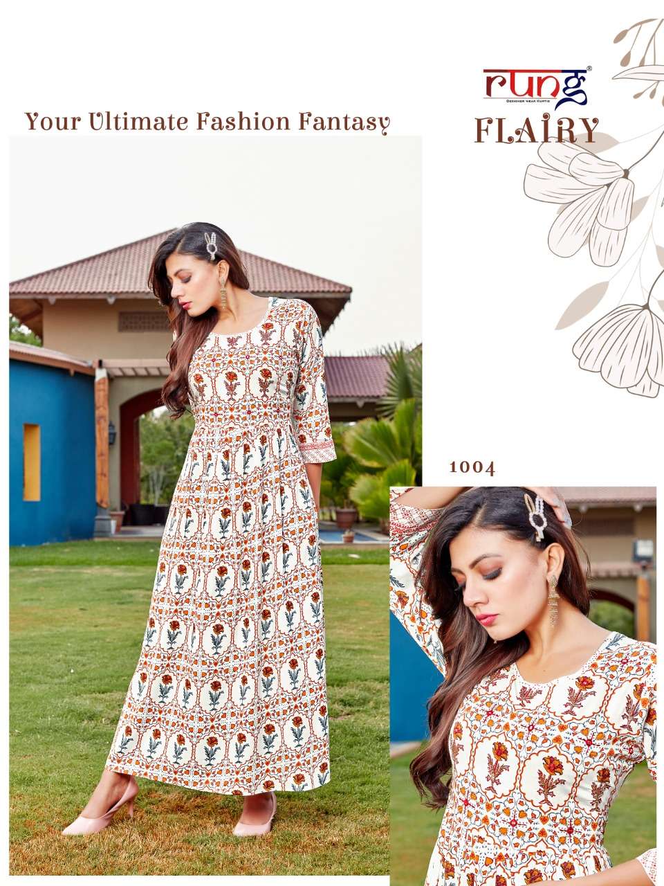 FLAIRY BY RUNG 1001 TO 1008 SERIES DESIGNER STYLISH FANCY COLORFUL BEAUTIFUL PARTY WEAR & ETHNIC WEAR COLLECTION RAYON KURTIS AT WHOLESALE PRICE