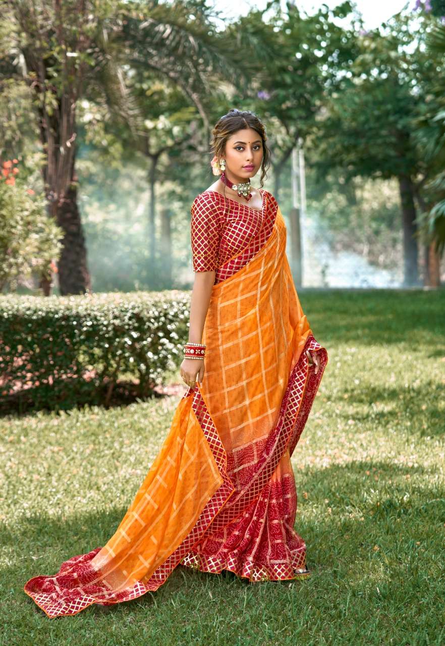 VAISHNAVI BY KASHVI CREATION 50001 TO 50010 SERIES INDIAN TRADITIONAL WEAR COLLECTION BEAUTIFUL STYLISH FANCY COLORFUL PARTY WEAR & OCCASIONAL WEAR CHIFFON SAREES AT WHOLESALE PRICE