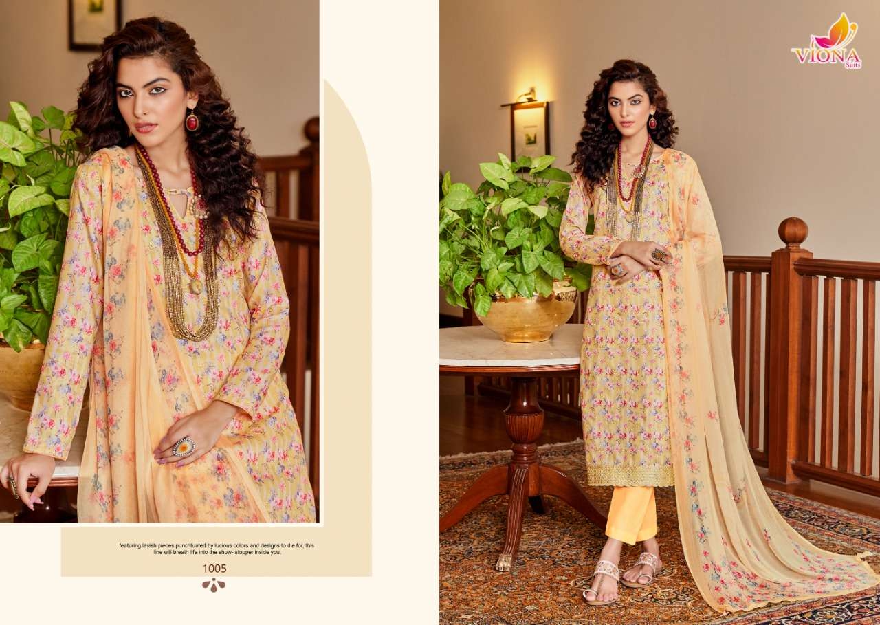 ANVI BY VIONA SUITS 1001 TO 1008 SERIES BEAUTIFUL SUITS COLORFUL STYLISH FANCY CASUAL WEAR & ETHNIC WEAR PURE COTTON PRINT DRESSES AT WHOLESALE PRICE