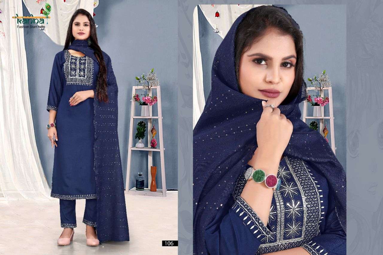 NELLORE BY KANHA 101 TO 106 SERIES BEAUTIFUL SUITS COLORFUL STYLISH FANCY CASUAL WEAR & ETHNIC WEAR RAYON WITH WORK DRESSES AT WHOLESALE PRICE