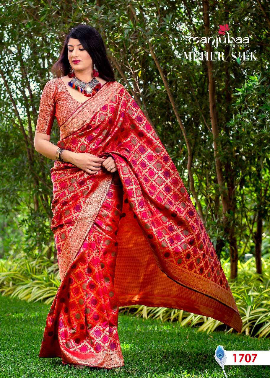 MANJUBAA MIX BY MANJUBAA CLOTHING INDIAN TRADITIONAL WEAR COLLECTION BEAUTIFUL STYLISH FANCY COLORFUL PARTY WEAR & OCCASIONAL WEAR SOFT SILK SAREES AT WHOLESALE PRICE