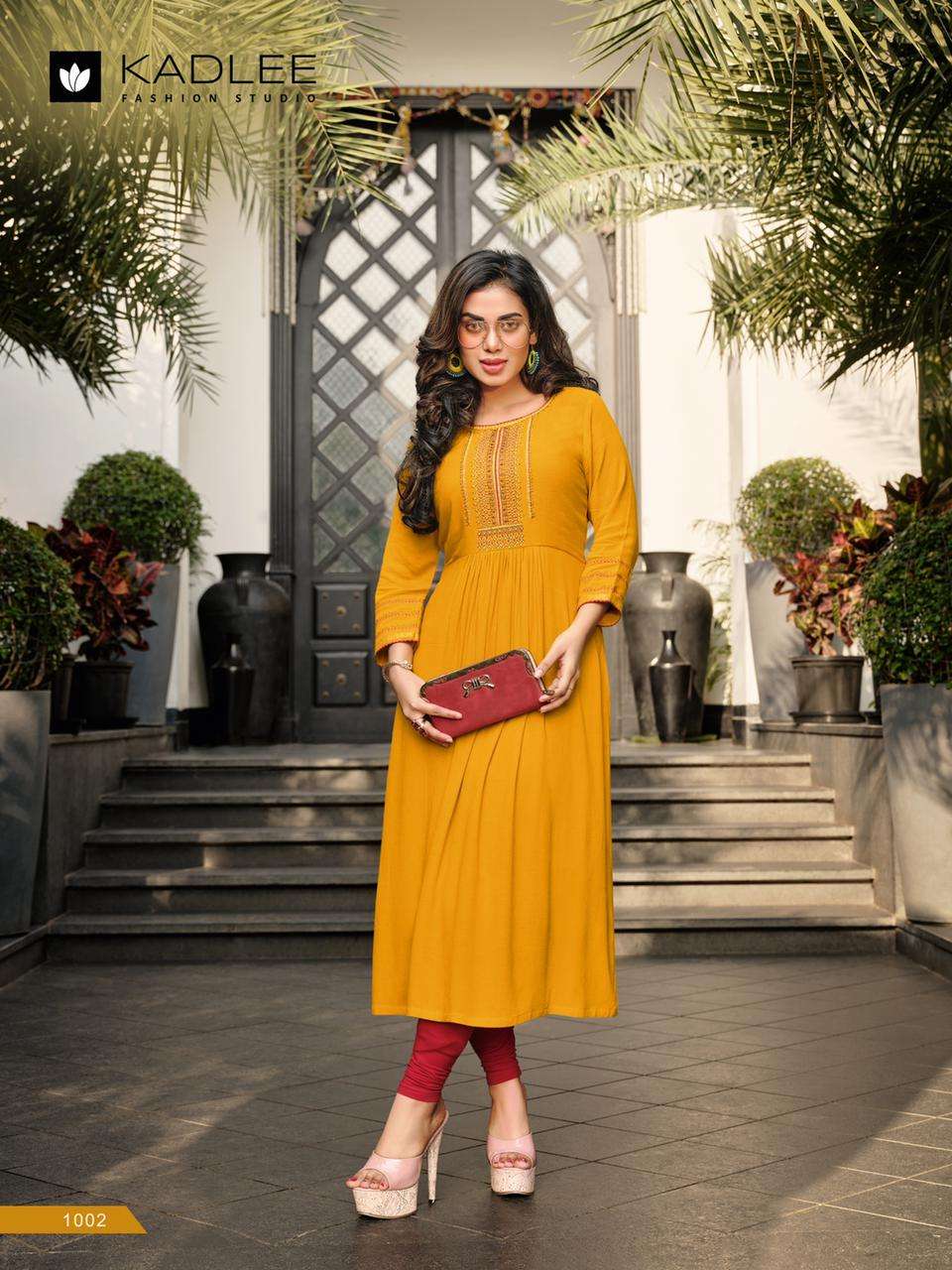 CINDERELLA BY KADLEE 1001 TO 1006 SERIES DESIGNER STYLISH FANCY COLORFUL BEAUTIFUL PARTY WEAR & ETHNIC WEAR COLLECTION RAYON EMBROIDERED KURTIS AT WHOLESALE PRICE