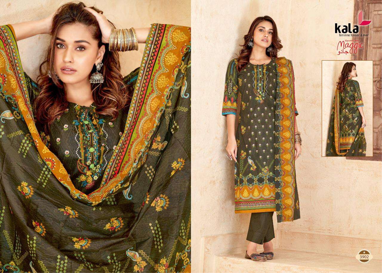 MAGGIC VOL-17 BY KALA 3901 TO 3912 SERIES BEAUTIFUL SUITS COLORFUL STYLISH FANCY CASUAL WEAR & ETHNIC WEAR PURE COTTON DRESSES AT WHOLESALE PRICE