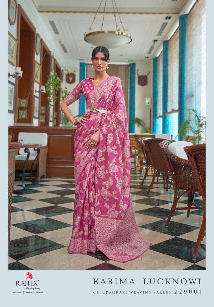 KARIMA LUCKNOWI BY RAJ TEX 229001 TO 229006 SERIES INDIAN TRADITIONAL WEAR COLLECTION BEAUTIFUL STYLISH FANCY COLORFUL PARTY WEAR & OCCASIONAL WEAR FANCY SAREES AT WHOLESALE PRICE