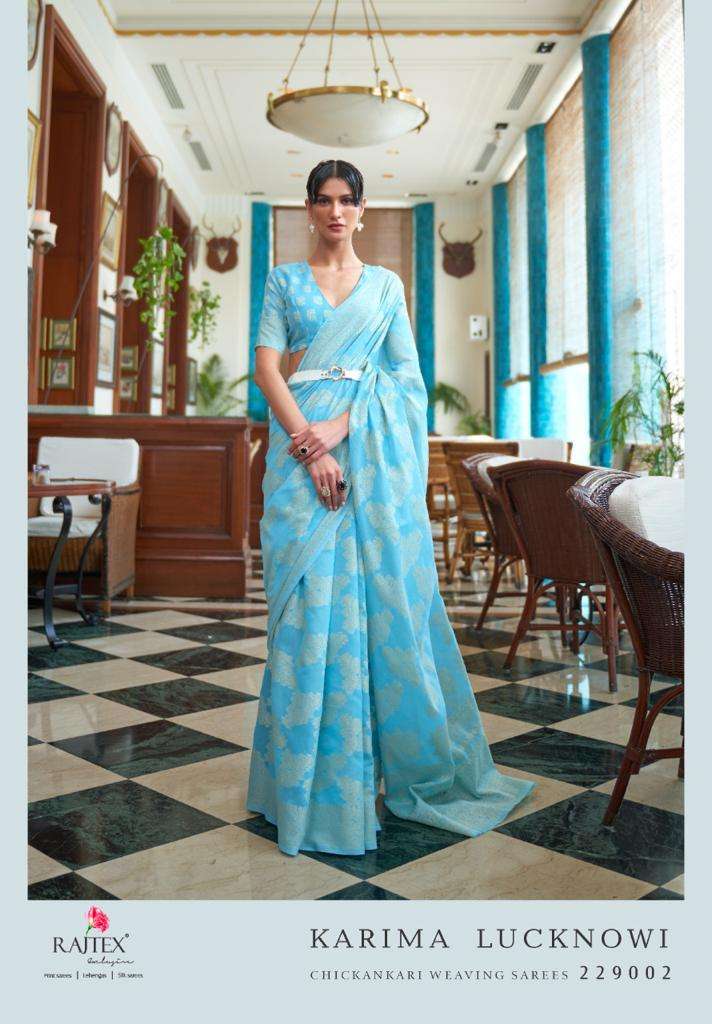 KARIMA LUCKNOWI BY RAJ TEX 229001 TO 229006 SERIES INDIAN TRADITIONAL WEAR COLLECTION BEAUTIFUL STYLISH FANCY COLORFUL PARTY WEAR & OCCASIONAL WEAR FANCY SAREES AT WHOLESALE PRICE
