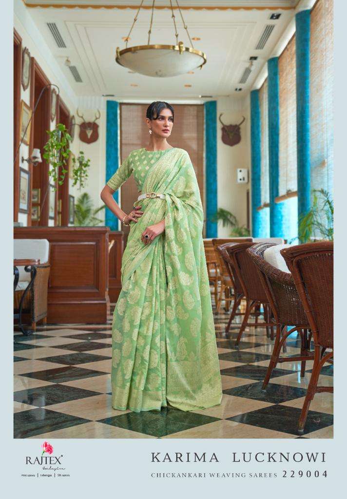 KARIMA LUCKNOWI BY RAJ TEX 229001 TO 229006 SERIES INDIAN TRADITIONAL WEAR COLLECTION BEAUTIFUL STYLISH FANCY COLORFUL PARTY WEAR & OCCASIONAL WEAR FANCY SAREES AT WHOLESALE PRICE