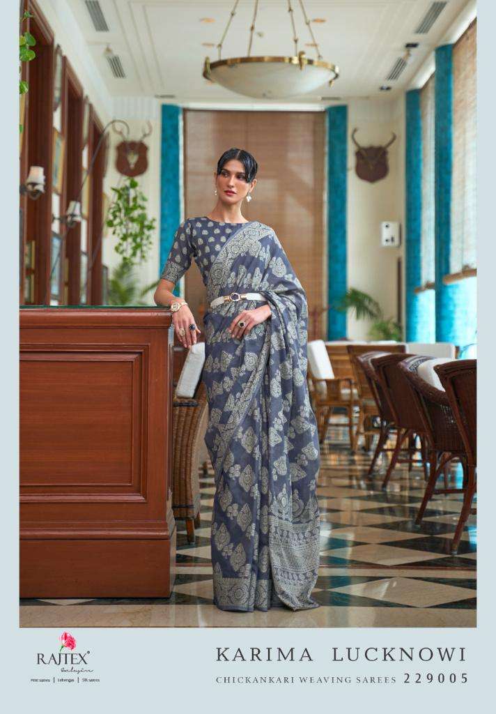 KARIMA LUCKNOWI BY RAJ TEX 229001 TO 229006 SERIES INDIAN TRADITIONAL WEAR COLLECTION BEAUTIFUL STYLISH FANCY COLORFUL PARTY WEAR & OCCASIONAL WEAR FANCY SAREES AT WHOLESALE PRICE
