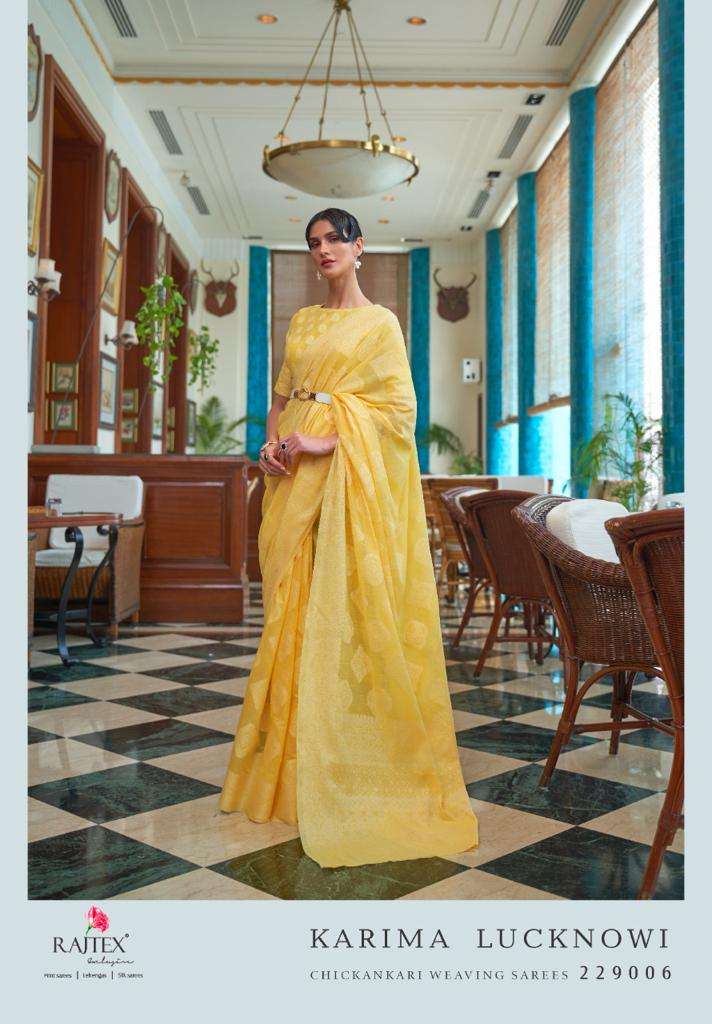 KARIMA LUCKNOWI BY RAJ TEX 229001 TO 229006 SERIES INDIAN TRADITIONAL WEAR COLLECTION BEAUTIFUL STYLISH FANCY COLORFUL PARTY WEAR & OCCASIONAL WEAR FANCY SAREES AT WHOLESALE PRICE