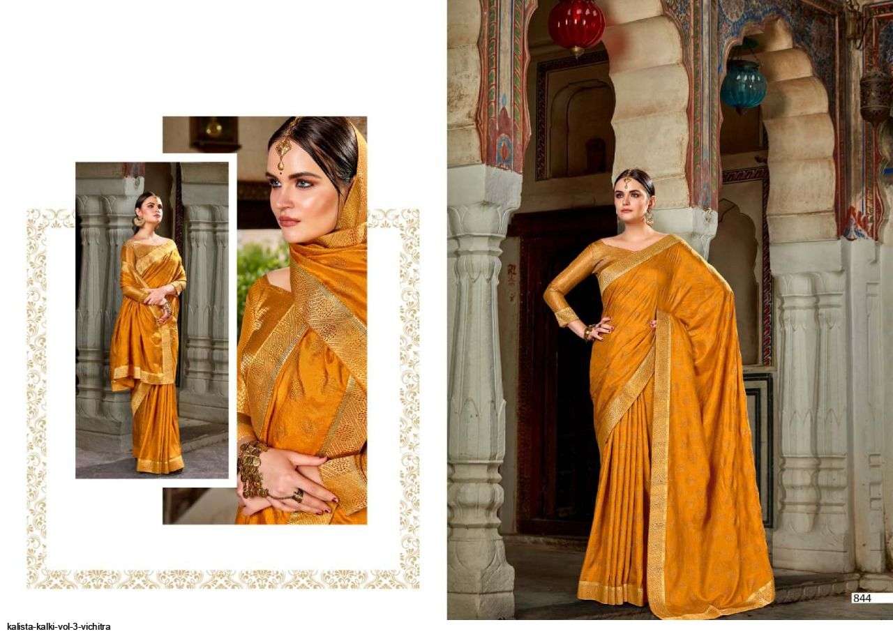 KALKI VOL-3 BY KALISTA FASHION 842 TO 849 SERIES INDIAN TRADITIONAL WEAR COLLECTION BEAUTIFUL STYLISH FANCY COLORFUL PARTY WEAR & OCCASIONAL WEAR VICHITRA SAREES AT WHOLESALE PRICE