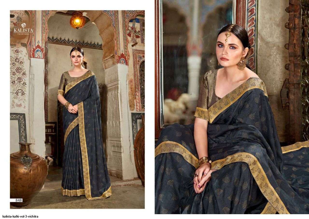 KALKI VOL-3 BY KALISTA FASHION 842 TO 849 SERIES INDIAN TRADITIONAL WEAR COLLECTION BEAUTIFUL STYLISH FANCY COLORFUL PARTY WEAR & OCCASIONAL WEAR VICHITRA SAREES AT WHOLESALE PRICE