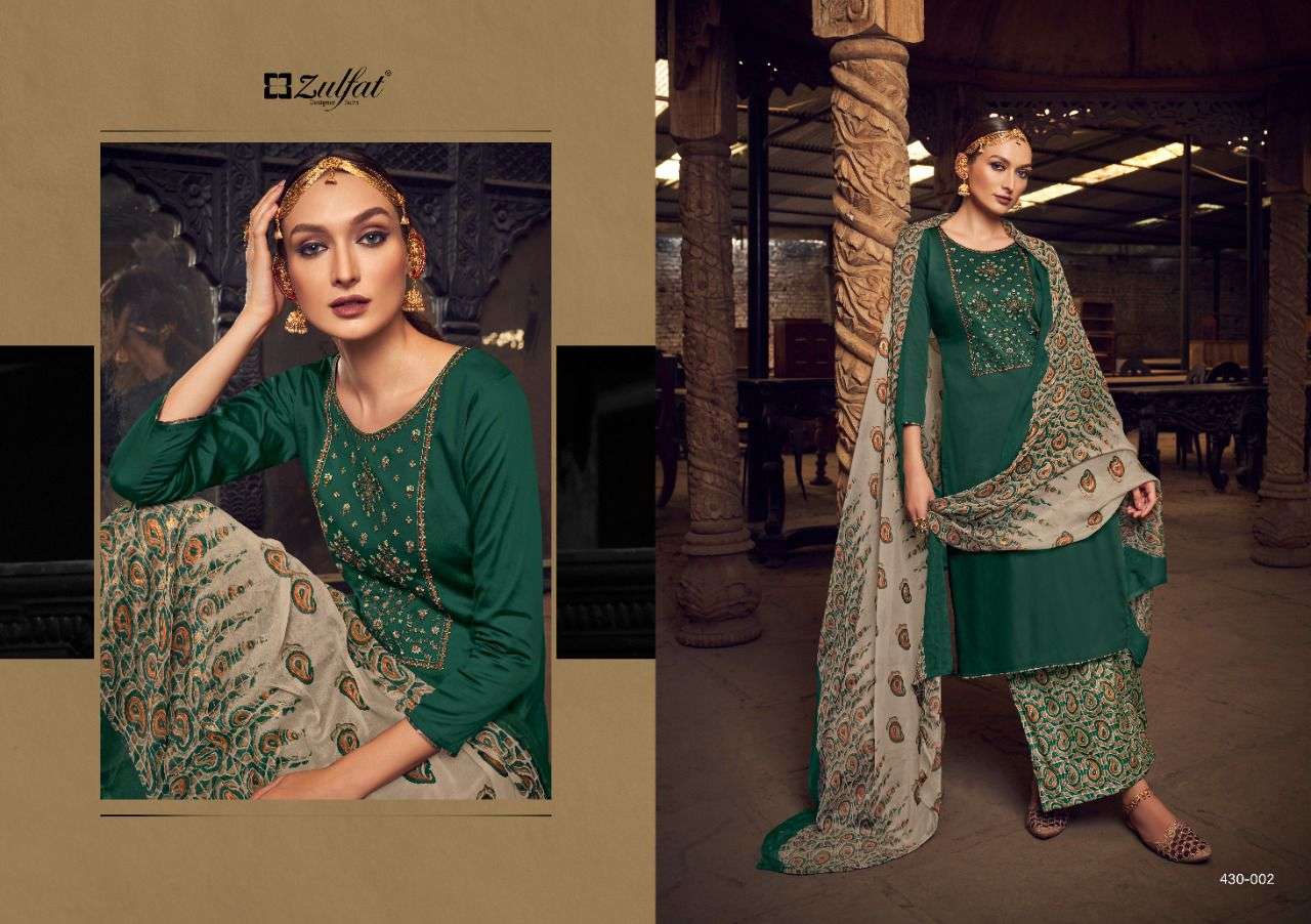 MANOHARI BY ZULFAT 430-001 TO 430-010 SERIES BEAUTIFUL SUITS COLORFUL STYLISH FANCY CASUAL WEAR & ETHNIC WEAR PURE JAM COTTON EMBROIDERED DRESSES AT WHOLESALE PRICE