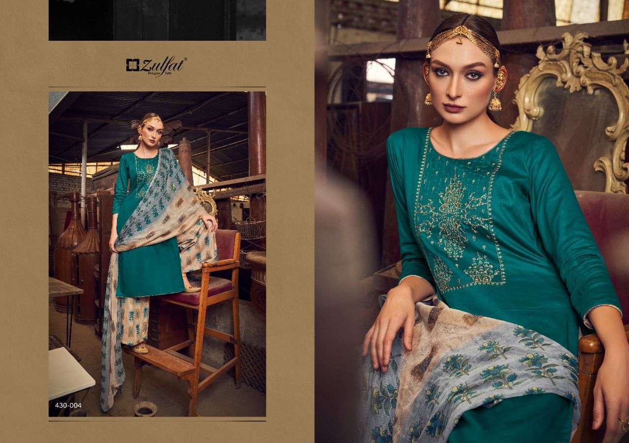 MANOHARI BY ZULFAT 430-001 TO 430-010 SERIES BEAUTIFUL SUITS COLORFUL STYLISH FANCY CASUAL WEAR & ETHNIC WEAR PURE JAM COTTON EMBROIDERED DRESSES AT WHOLESALE PRICE