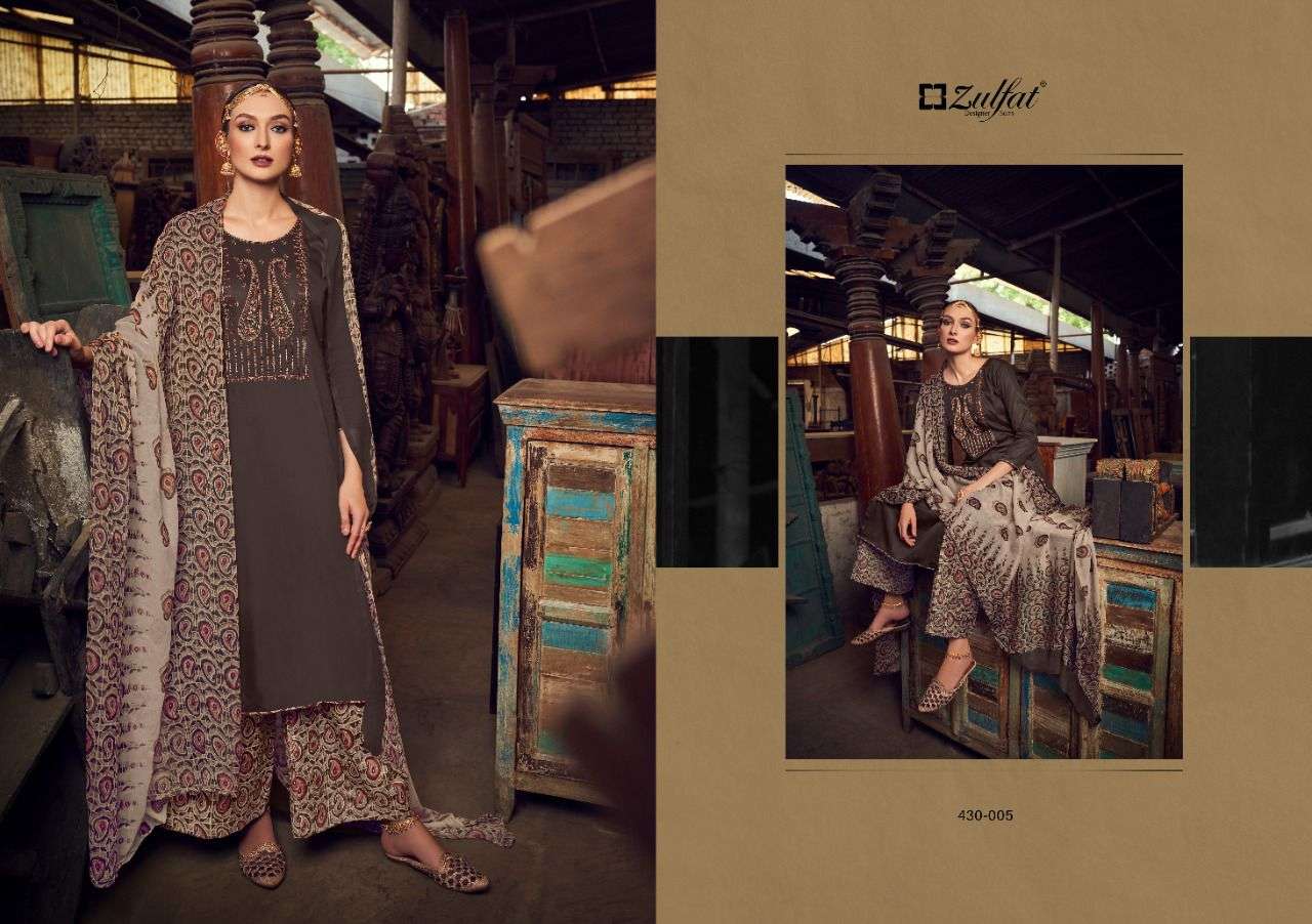 MANOHARI BY ZULFAT 430-001 TO 430-010 SERIES BEAUTIFUL SUITS COLORFUL STYLISH FANCY CASUAL WEAR & ETHNIC WEAR PURE JAM COTTON EMBROIDERED DRESSES AT WHOLESALE PRICE