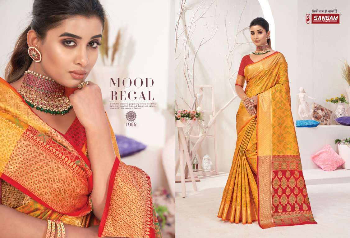 IKKAT PATOLA BY SANGAM PRINTS 1903 TO 1910 SERIES INDIAN TRADITIONAL WEAR COLLECTION BEAUTIFUL STYLISH FANCY COLORFUL PARTY WEAR & OCCASIONAL WEAR PATOLA SILK SAREES AT WHOLESALE PRICE