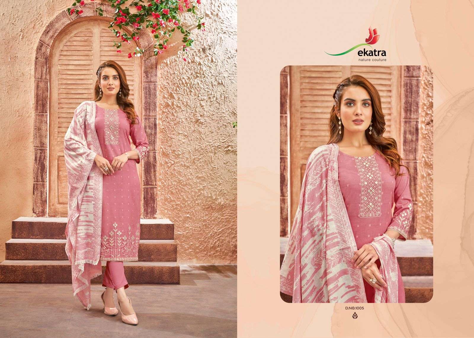 BLOSSOM VALLEY BY EKATRA 1001 TO 1006 SERIES BEAUTIFUL SUITS COLORFUL STYLISH FANCY CASUAL WEAR & ETHNIC WEAR PURE COTTON DOBBY EMBROIDERED DRESSES AT WHOLESALE PRICE