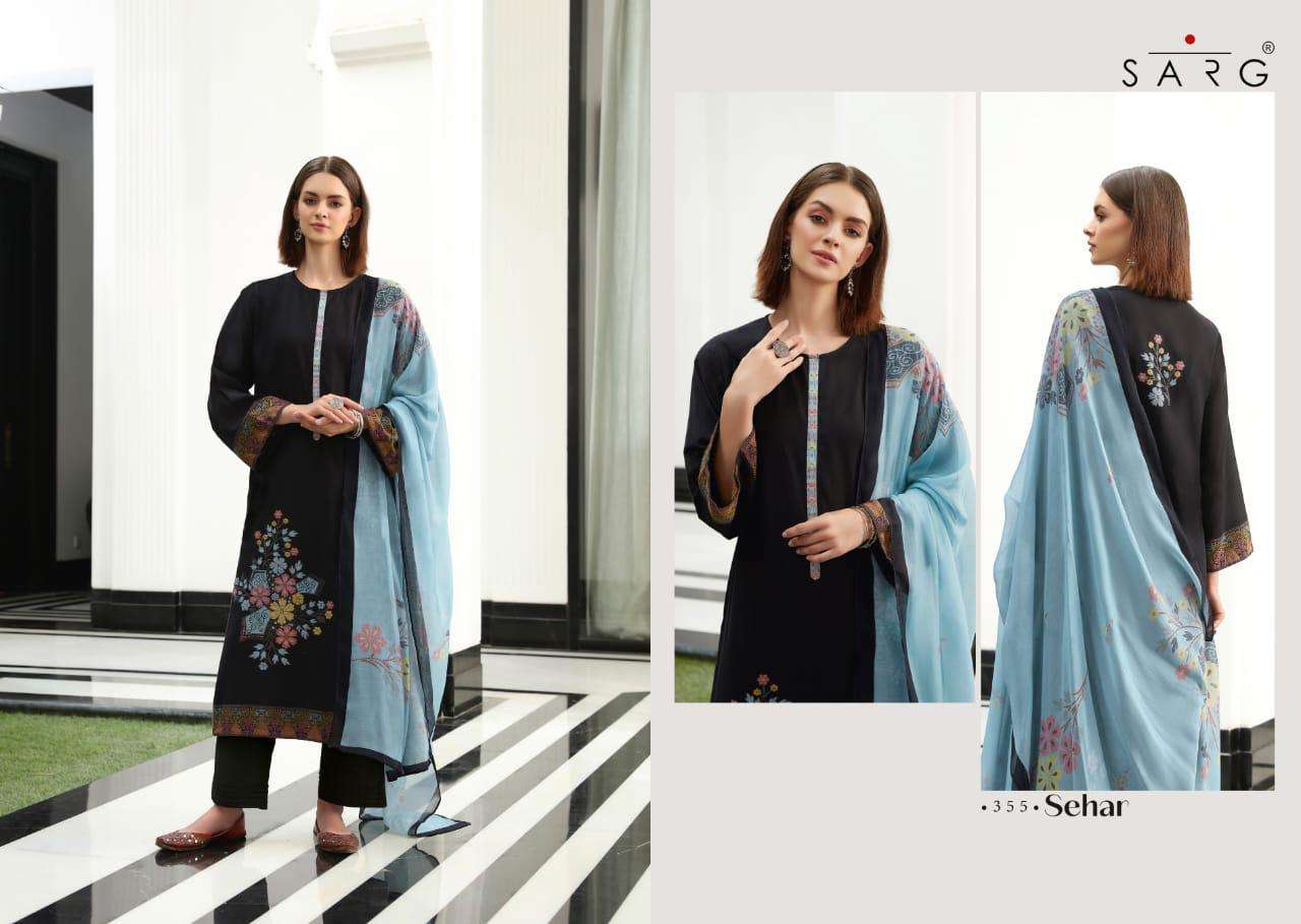 SEHAR BY SARG BEAUTIFUL SUITS COLORFUL STYLISH FANCY CASUAL WEAR & ETHNIC WEAR COTTO JACQUARD PRINT DRESSES AT WHOLESALE PRICE
