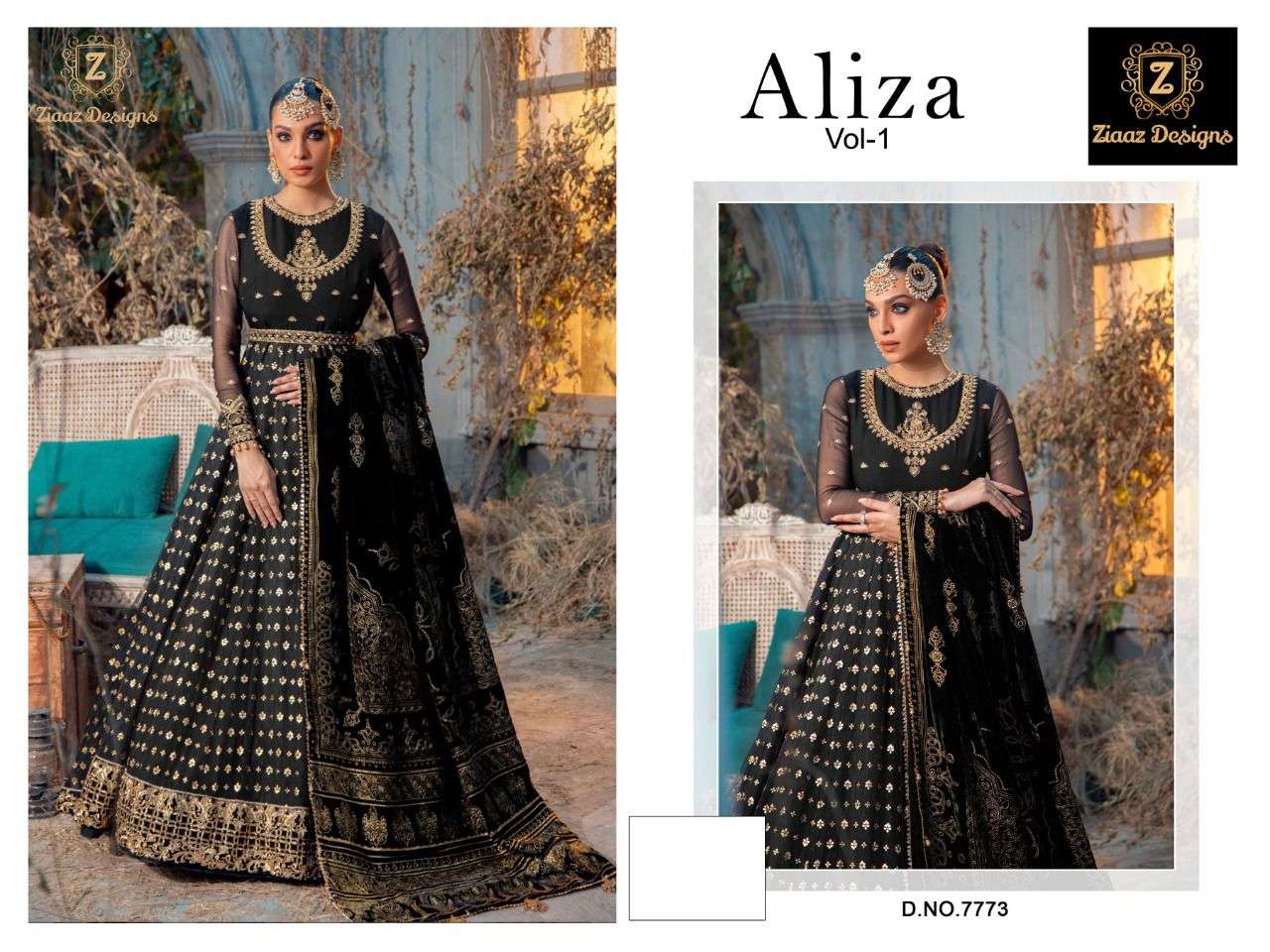 ALIZA VOL-1 BY ZIAAZ DESIGNS BEAUTIFUL SUITS COLORFUL STYLISH FANCY CASUAL WEAR & ETHNIC WEAR GEORGETTE EMBROIDERED DRESSES AT WHOLESALE PRICE