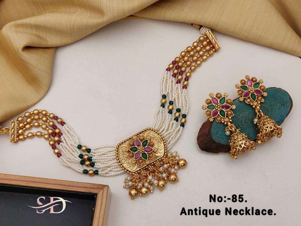 ANTIQUE NECKLACE BY FASHID WHOLESALE TRADITIONAL ARTIFICIAL JEWELLERY FOR INDIAN ATTIRE AT EXCLUSIVE RANGE.