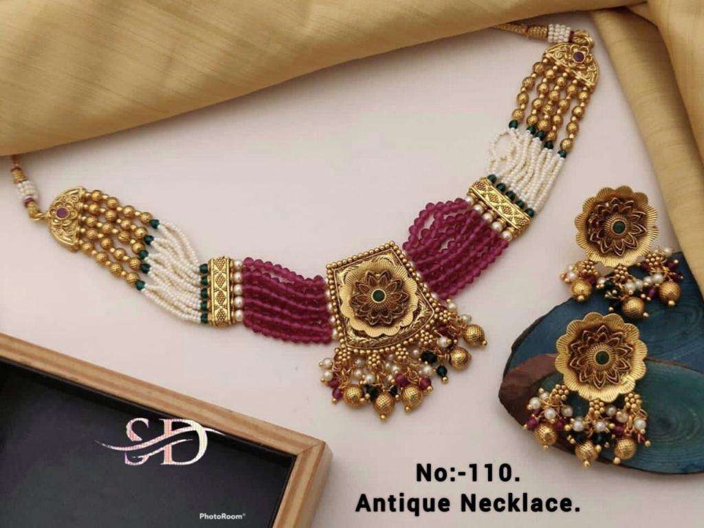 ANTIQUE NECKLACE BY FASHID WHOLESALE TRADITIONAL ARTIFICIAL JEWELLERY FOR INDIAN ATTIRE AT EXCLUSIVE RANGE.