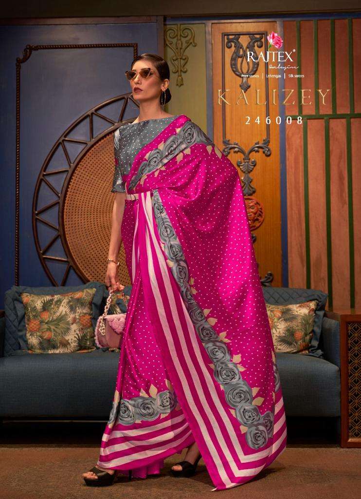 Kalizey By Raj Tex 246001 To 246018 Series Indian Traditional Wear Collection Beautiful Stylish Fancy Colorful Party Wear & Occasional Wear Satin Crepe Sarees At Wholesale Price