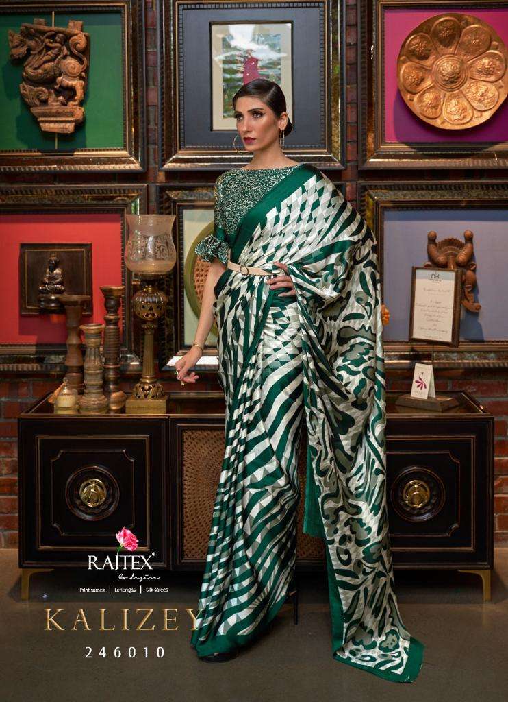 Kalizey By Raj Tex 246001 To 246018 Series Indian Traditional Wear Collection Beautiful Stylish Fancy Colorful Party Wear & Occasional Wear Satin Crepe Sarees At Wholesale Price