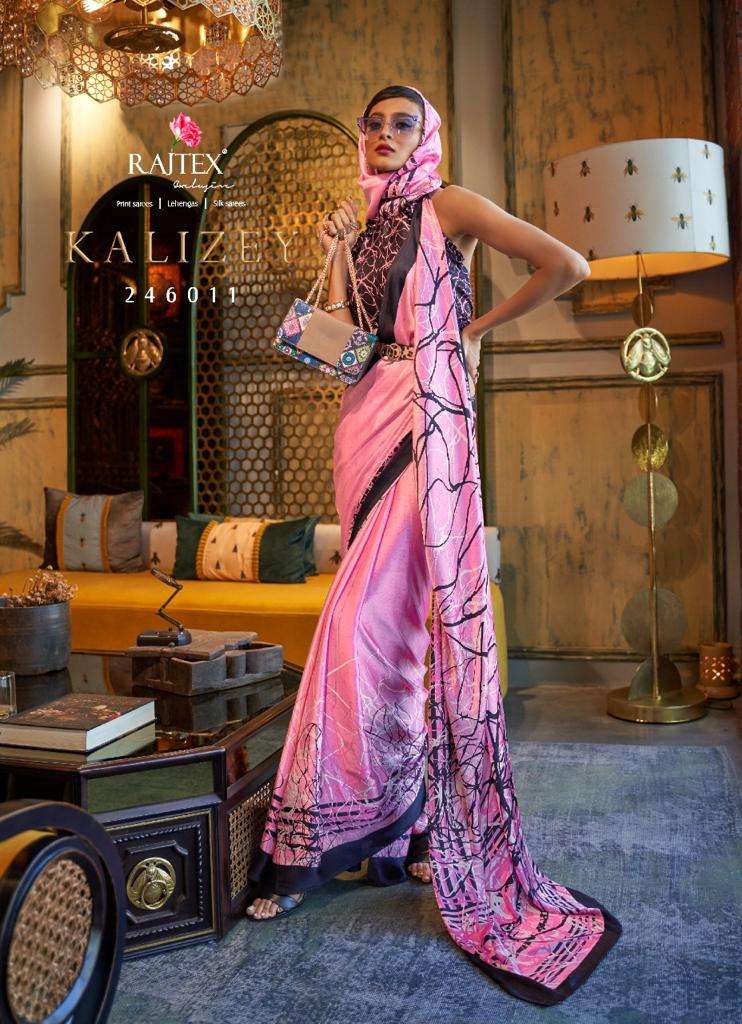 Kalizey By Raj Tex 246001 To 246018 Series Indian Traditional Wear Collection Beautiful Stylish Fancy Colorful Party Wear & Occasional Wear Satin Crepe Sarees At Wholesale Price